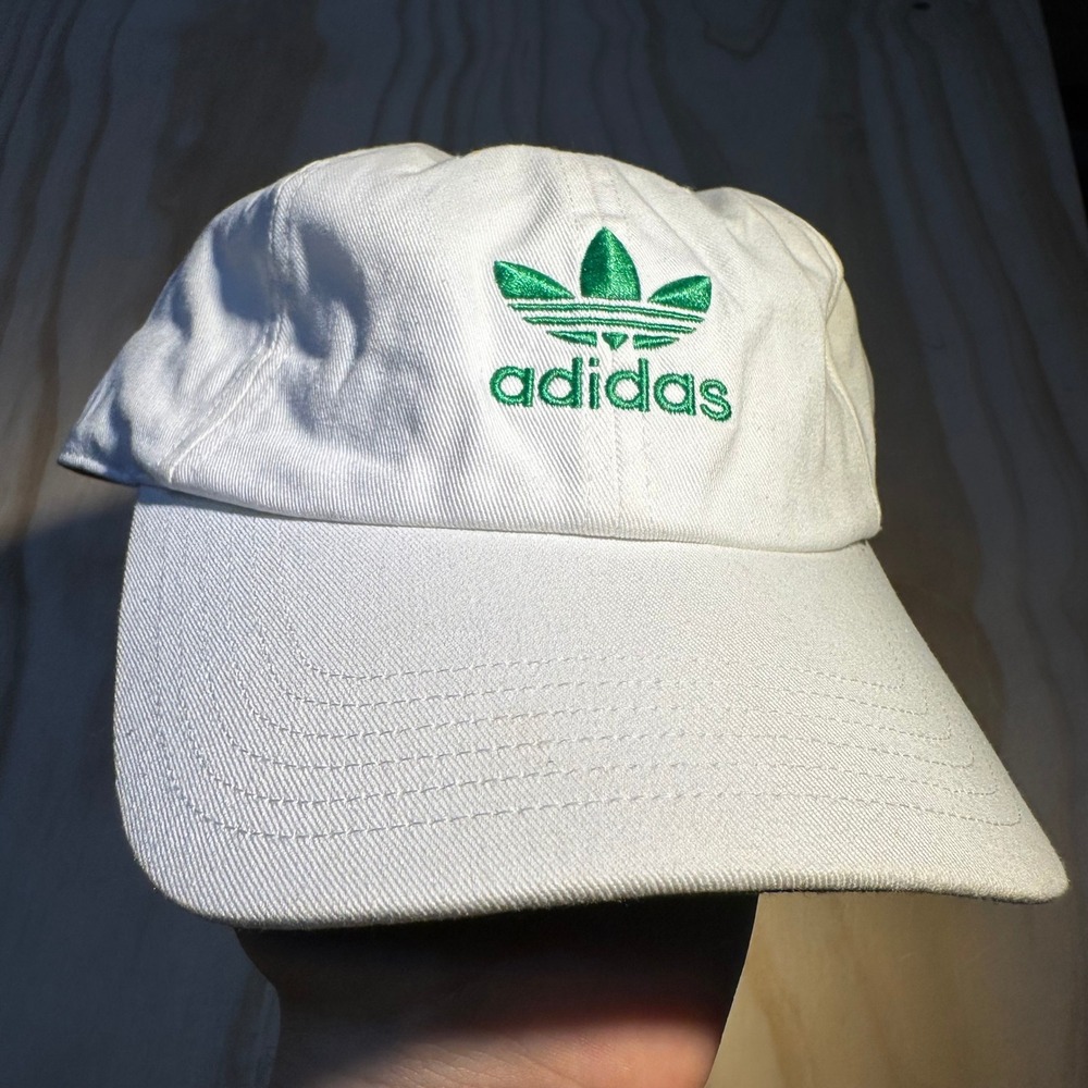 Adidas Stan Smith Trefoil Dad Hat White Green Adjustable Cotton Cap